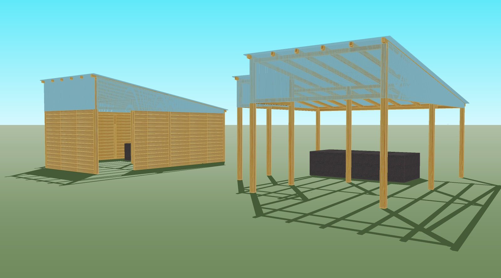 3D-Visualisierung der Pergola auf einer Dachterrasse